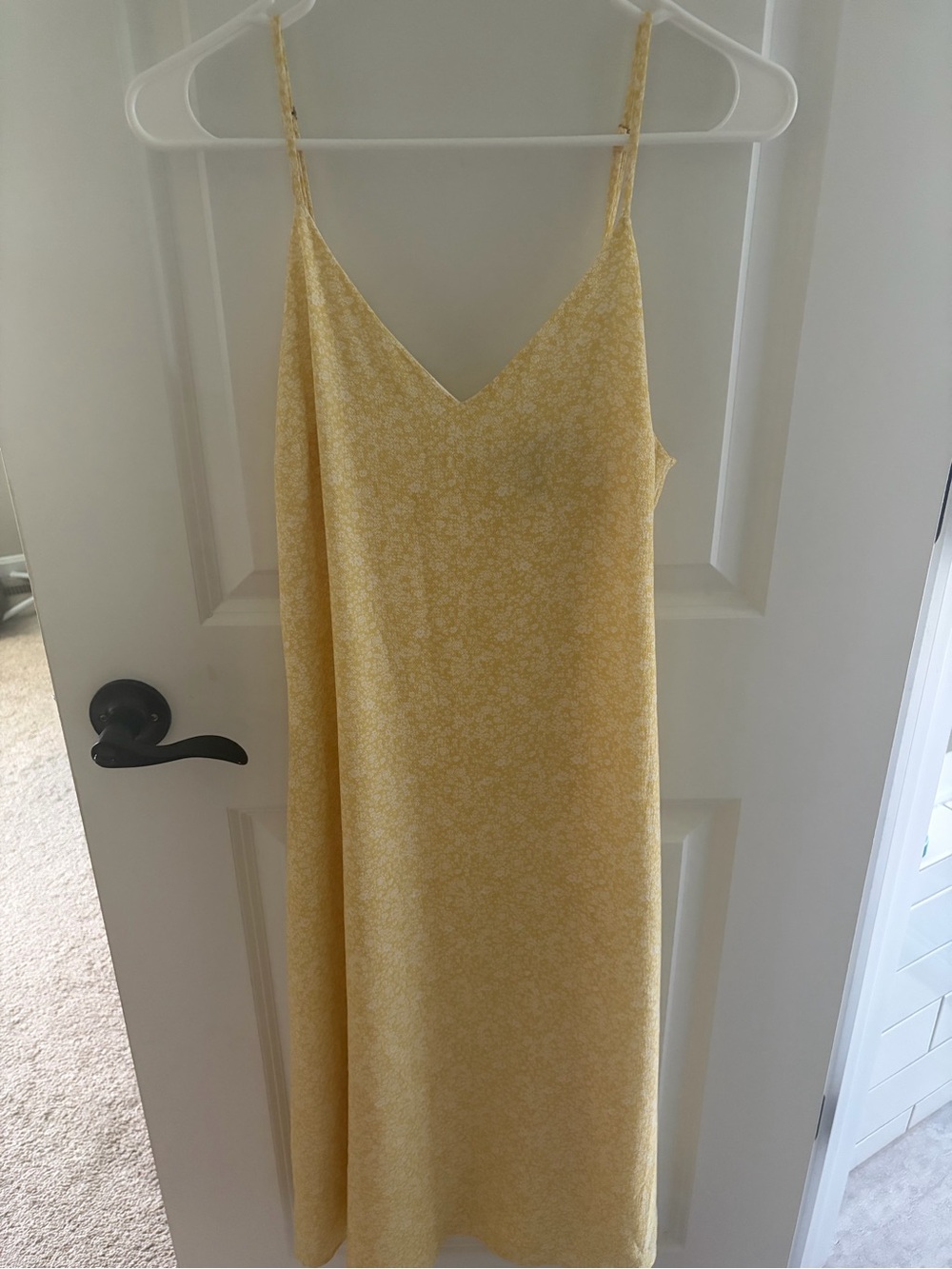 Yellow Floral Slip Dress with Spaghetti Straps